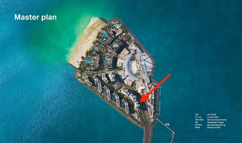 Bluewaters master plan with Building 6 marked